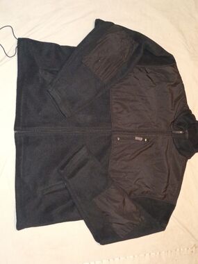 Chaps Black Mixed-Material Zip-Up Jacket